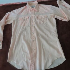 H Bar C Ranchwear Vintage 1970s Permanent Press pearl snap button Front Shirt 16